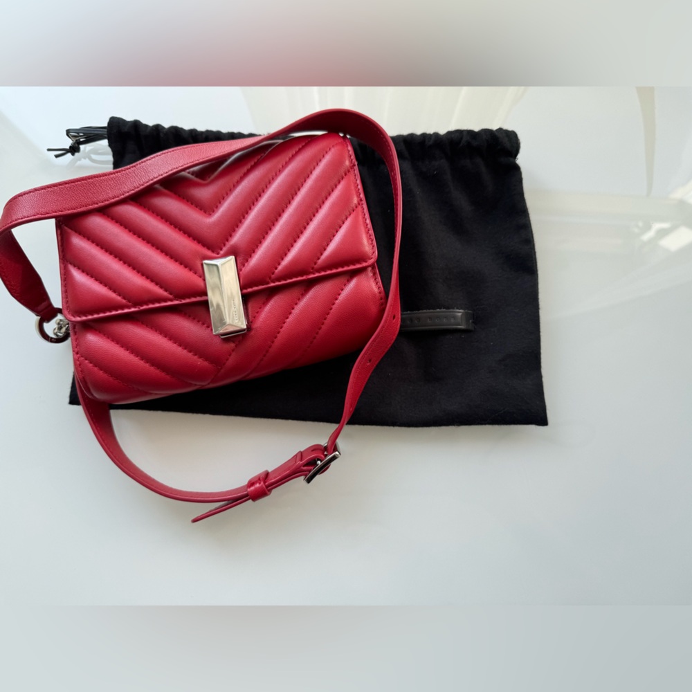 Elegant Hugo Boss Red Quilted Shoulder Bag